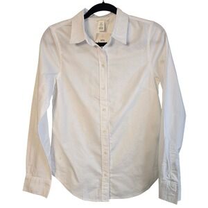 🆕️ - NWT - H&M Womens White Button Down Long Sleeve Blouse Recycled Cotton XS